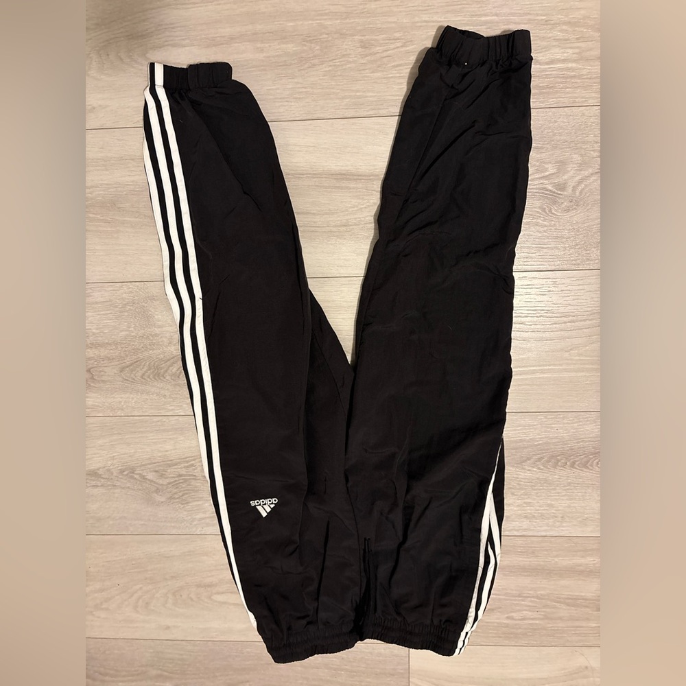 adidas Black Jogger Track Pants with White Three Stripes